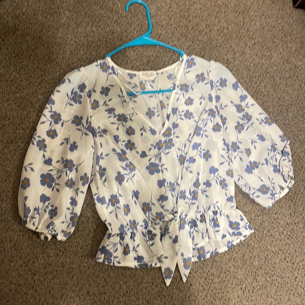 Blue and orange floral Sienna Sky blouse